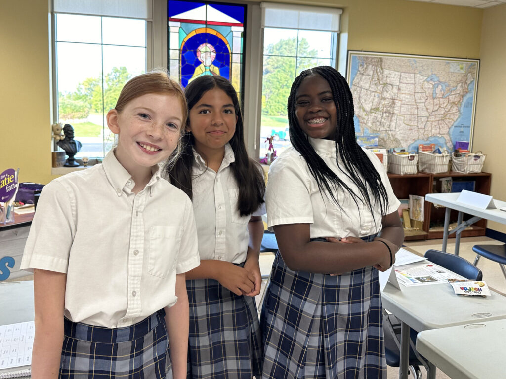 Catholic middle school students in uniform