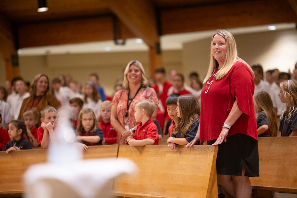 Principal Sandy Kane at Catholic school Mass
