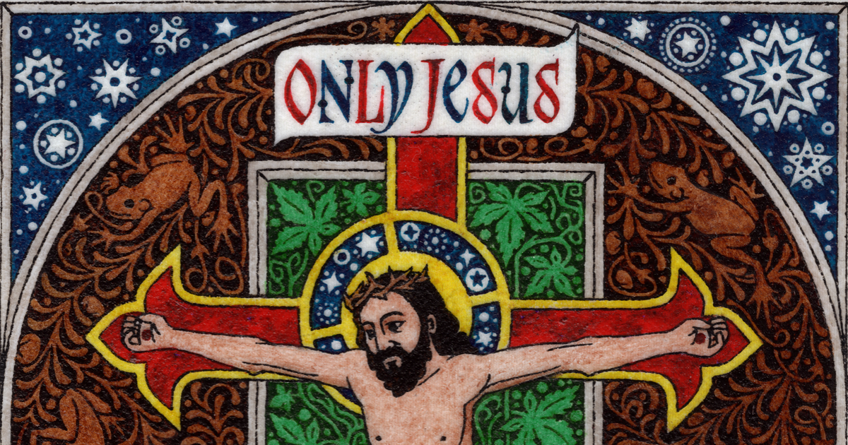 Cover of "Treasury of Catholic Prayers" Christ crucified with four Minnesota saints/blesseds.